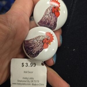 Set Of 2 Rustic Red Rooster Drawer Knob Farmhouse Kitchen Cabinet Pull Country